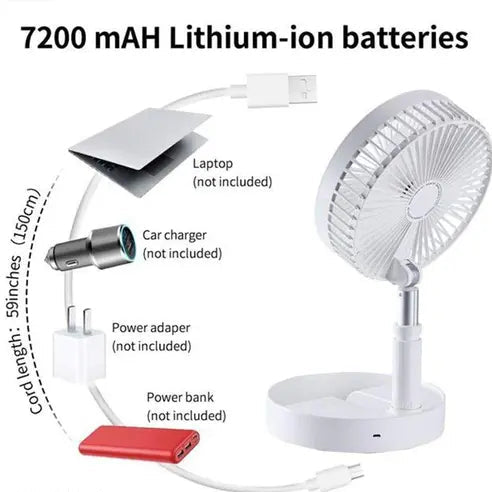 CoolBreeze Foldable Rechargeable Table Fan – Portable & Adjustable Cooling