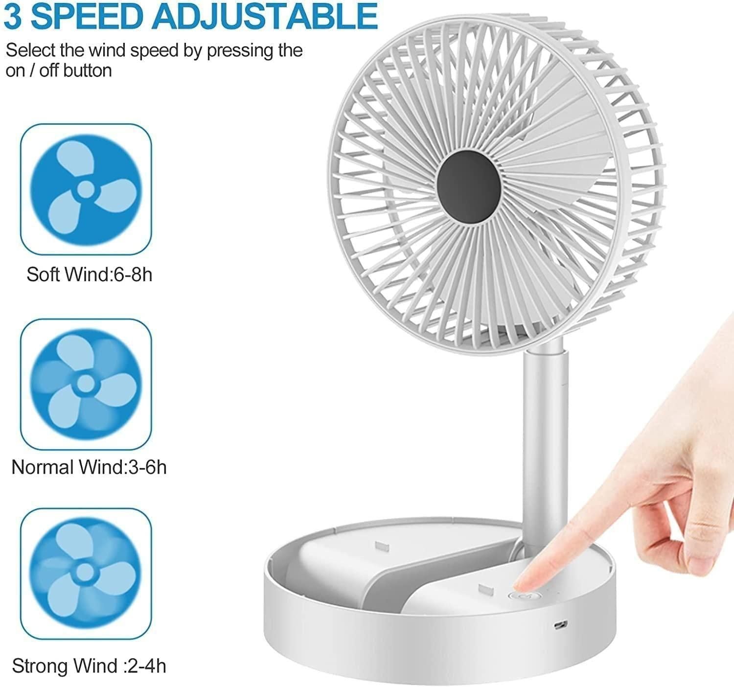 CoolBreeze Foldable Rechargeable Table Fan – Portable & Adjustable Cooling