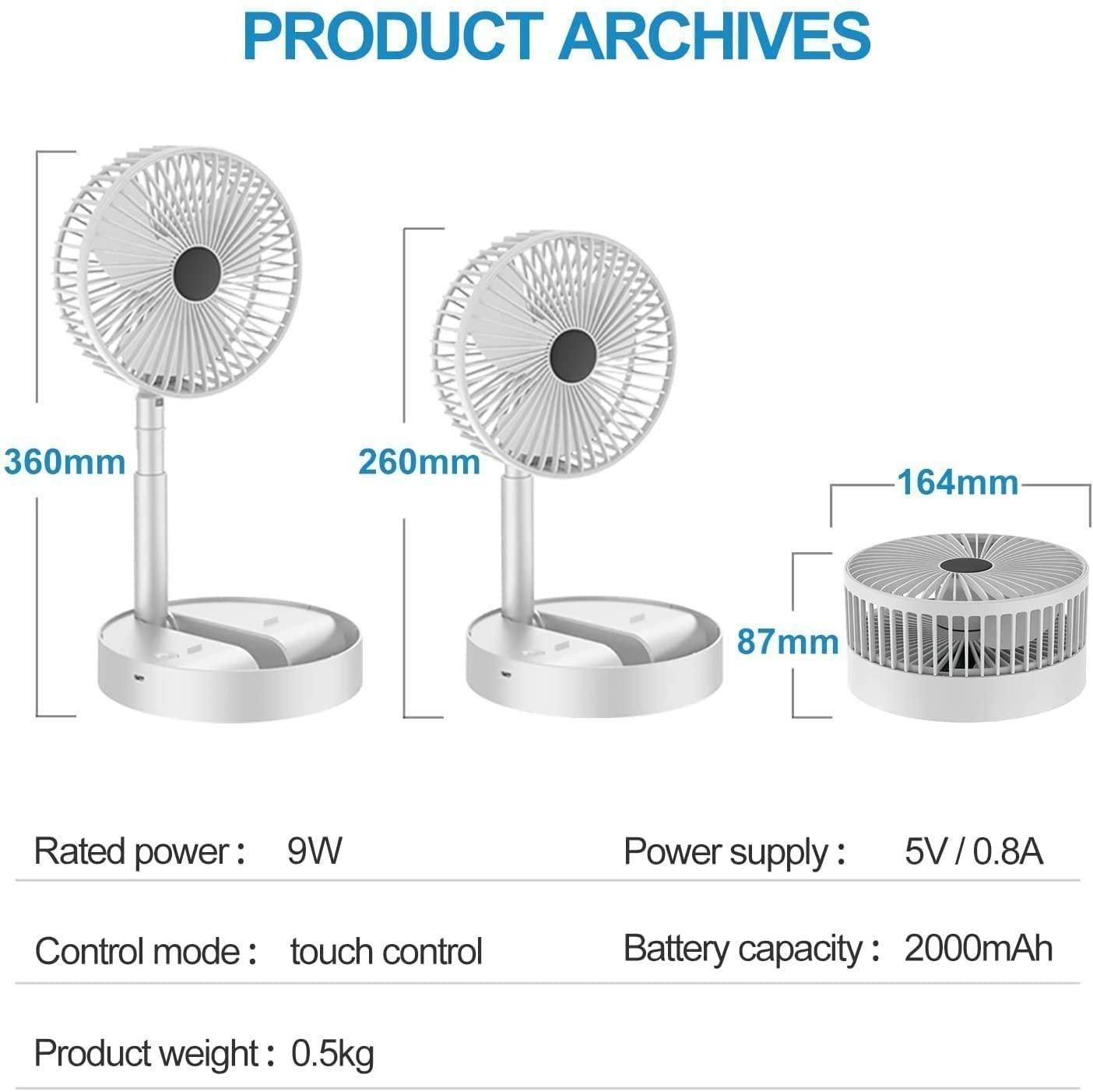 CoolBreeze Foldable Rechargeable Table Fan – Portable & Adjustable Cooling