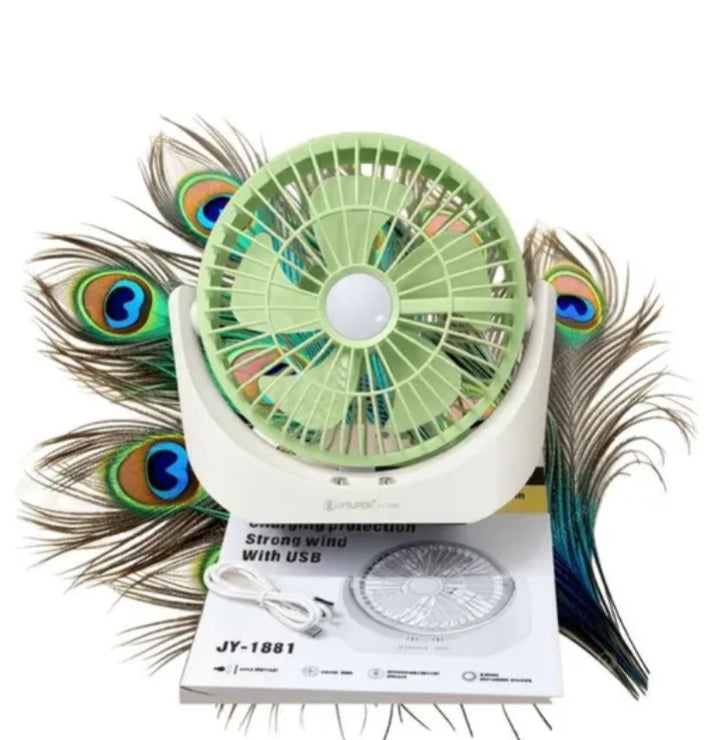 Powerful Rechargeable Table Desk Fan with LED Light