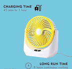 Powerful Rechargeable Table Desk Fan with LED Light