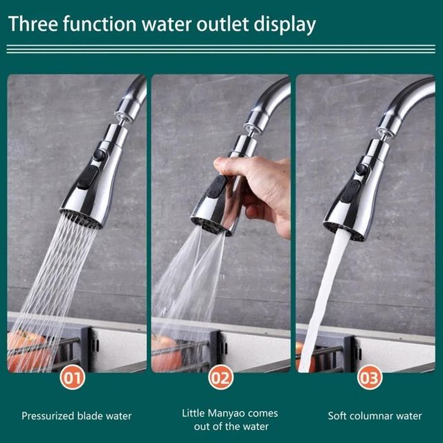 AquaFlow 3-Mode 360° Kitchen Faucet – High Pressure Water Saver